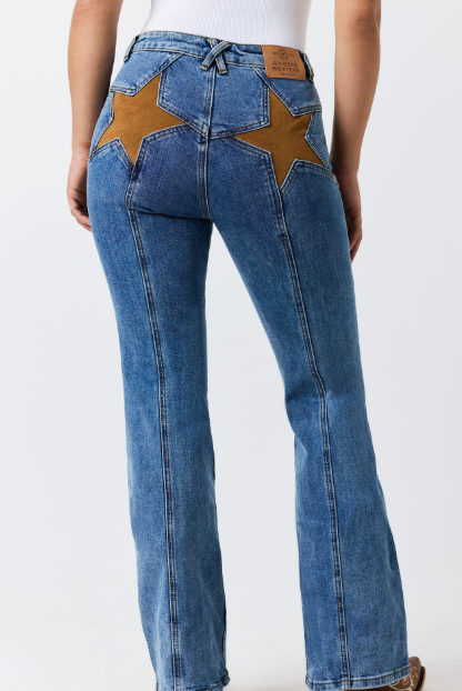 225133RW Ringers Western Women's Penny Starstuck HR Bootcut Jeans Mid Blue