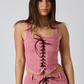 225181RW Ringers Western Women's Rodeo Rose Lace Front Vest Washed Pink