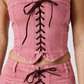 225181RW Ringers Western Women's Rodeo Rose Lace Front Vest Washed Pink