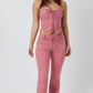225160RW Ringers Western Women's Rodeo Rose Lace Up Mid Rise Jean Washed Pink