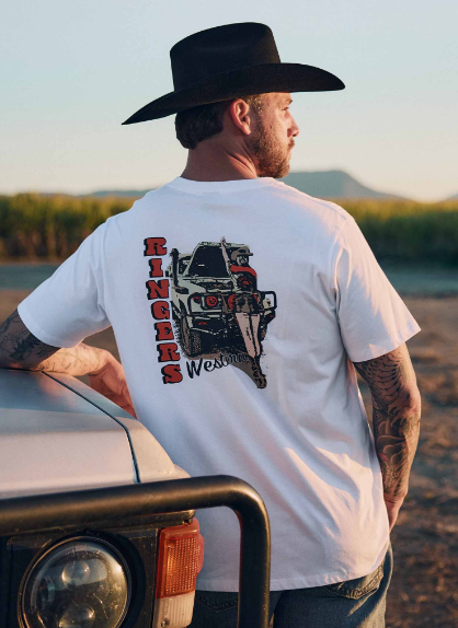 125127RW-WHT Ringers Western Men's Side Chick Loose Fit Tee