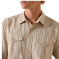 10071090 Ariat Men's Retro Hesper Fitted Snap Shirt Sandshell Stripe Shirt