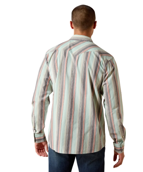 10071089 Ariat Men's Retro Hesperus Fitted Snap LS Shirt Aquifer Plaid