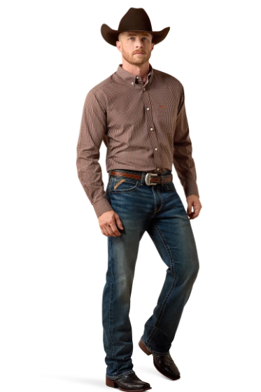 10071742 Ariat Men's Wrinkle Free Coen Classic Fit Shirt Chestnut Plaid