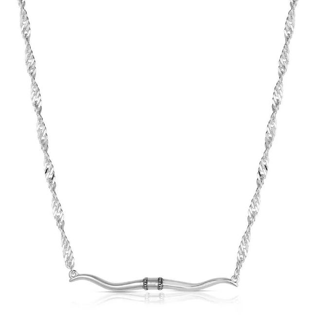 NC6531 Western Silhouette Longhorn Bar Necklace