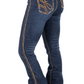 SR2242 Hitchley & Harrow Women's Ultra High Rise Core Range Tan Stitch Jean 32" Leg