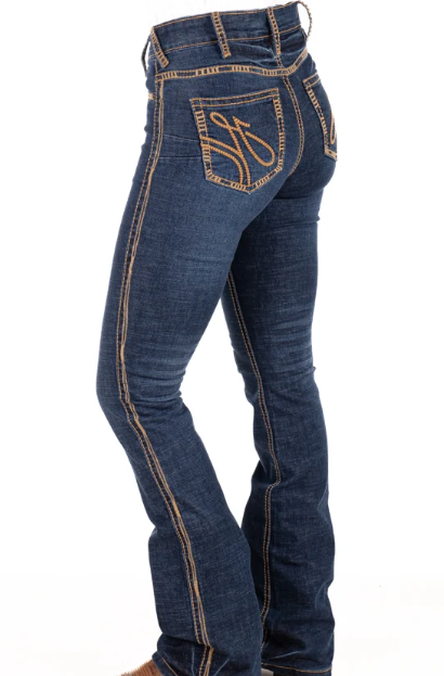 SR2242 Hitchley & Harrow Women's Ultra High Rise Core Range Tan Stitch Jean 32" Leg