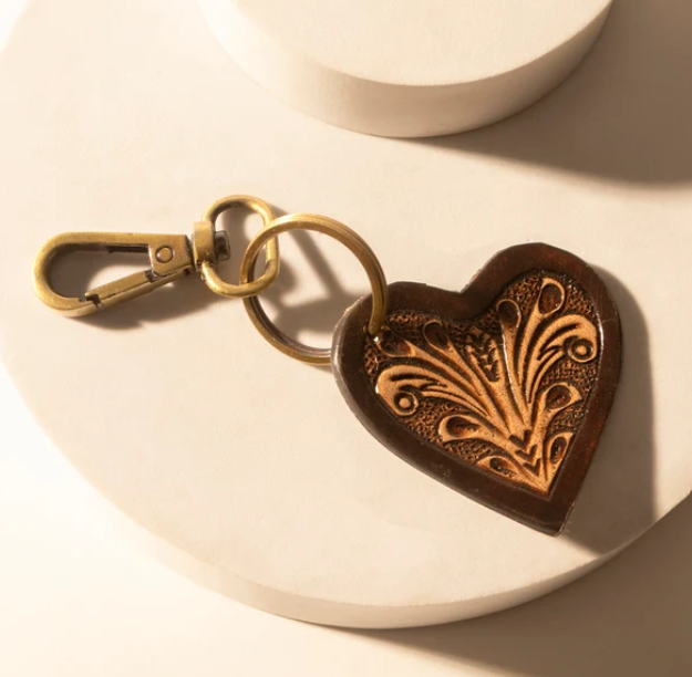 S-14469 Carved heart western Key Fob