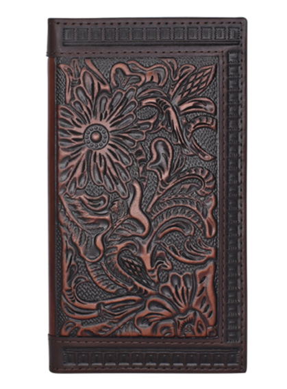 JA23205566W11 Justin Men's Genuine Rodeo Wallet Tooled & Embossed