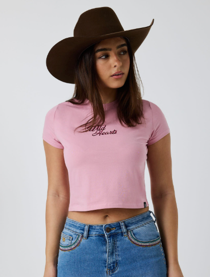 225245RW Ringers Western Women's Wild Heart Baby T-Shirt Dusty Pink