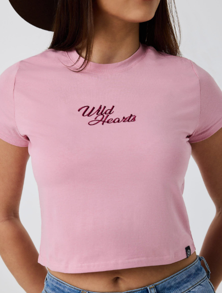 225245RW Ringers Western Women's Wild Heart Baby T-Shirt Dusty Pink