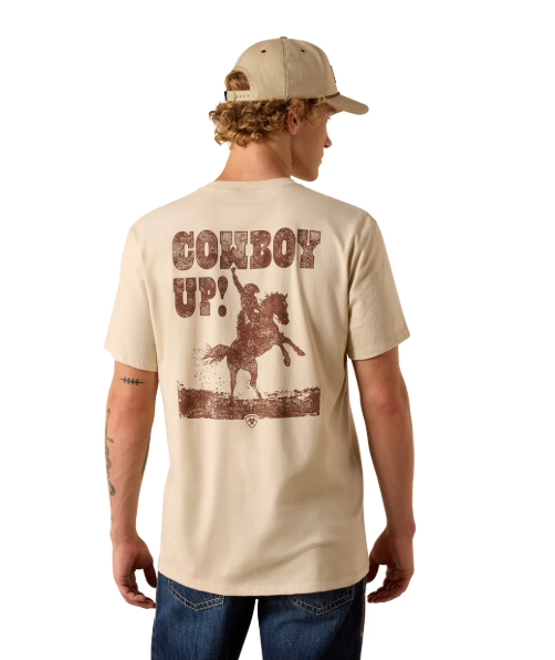 10073414 Ariat Men's Cowboy Up SS Tee Natural