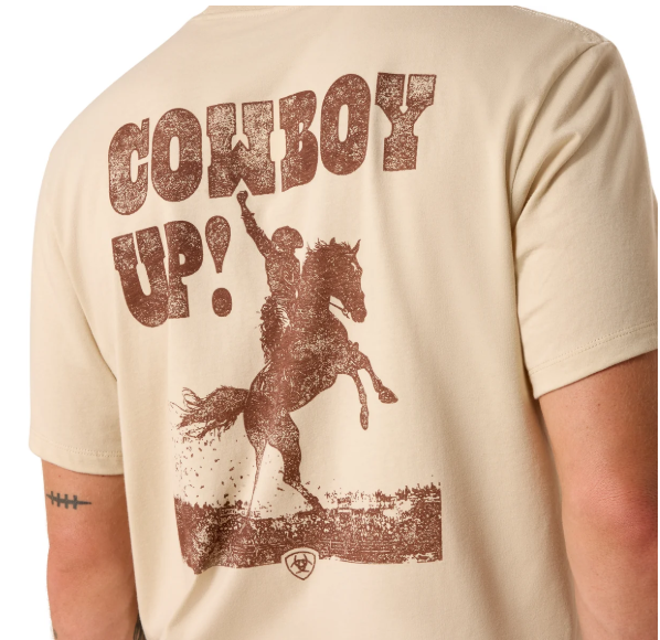 10073414 Ariat Men's Cowboy Up SS Tee Natural