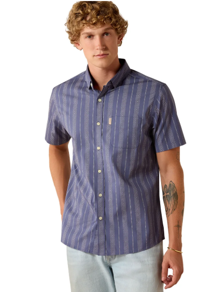 10071059 Ariat Men's Maddox Modern Fit SS Shirt Spring Lake Geo Stripe