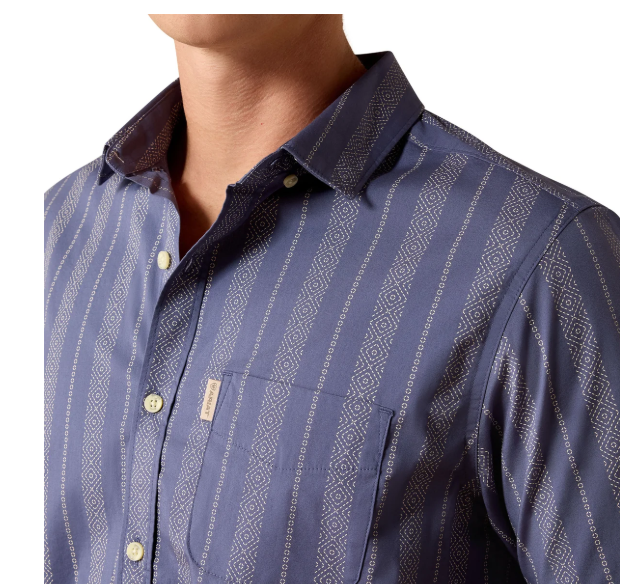 10071059 Ariat Men's Maddox Modern Fit SS Shirt Spring Lake Geo Stripe