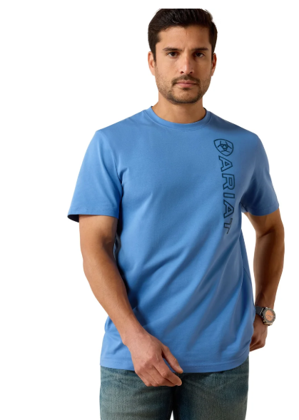 10071349 Ariat Men's Vertical Logo Tee Riviera