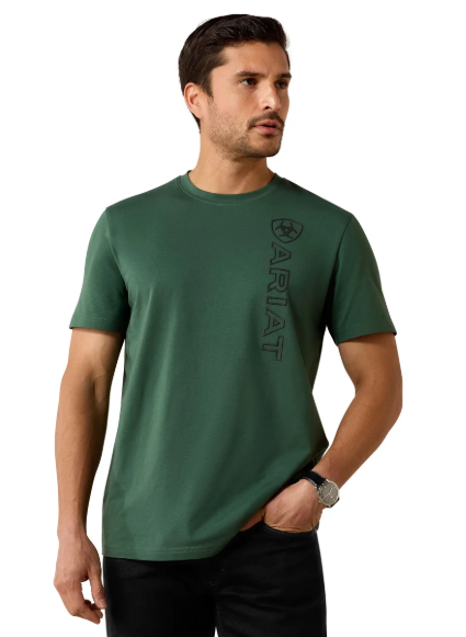 10071348 Ariat Men's Vertical Logo Tee Monstera