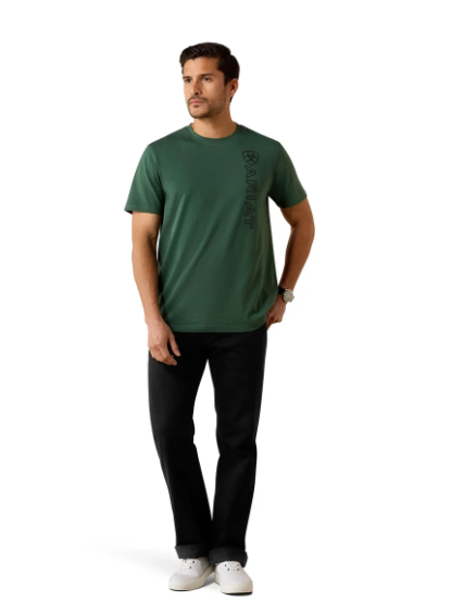 10071348 Ariat Men's Vertical Logo Tee Monstera