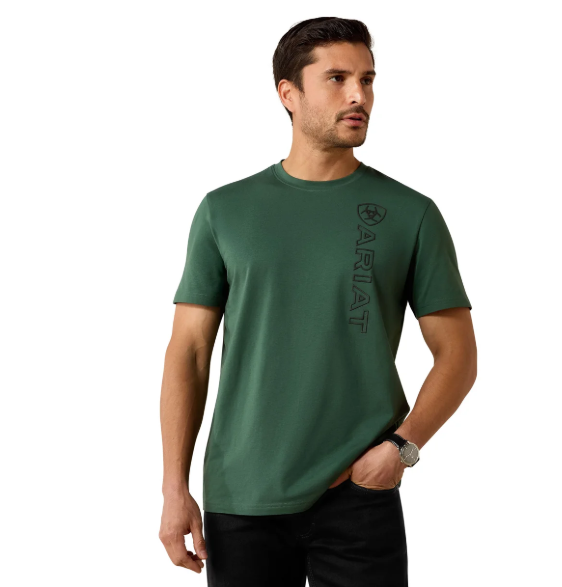 10071348 Ariat Men's Vertical Logo Tee Monstera