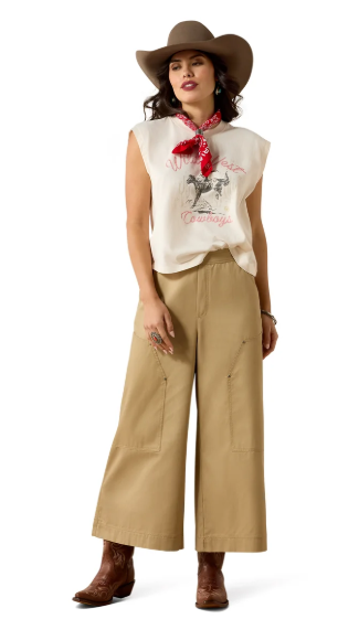10071110 Ariat Women's Wild West Cropped SS Tee Sea Salt