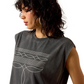 10071109 Ariat Women's Dallas Cropped SS Tee Charcoal Mineral Wash