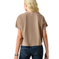 10071655 Ariat Women's Paisley Boxy Crop SS Tee Taupe Gray