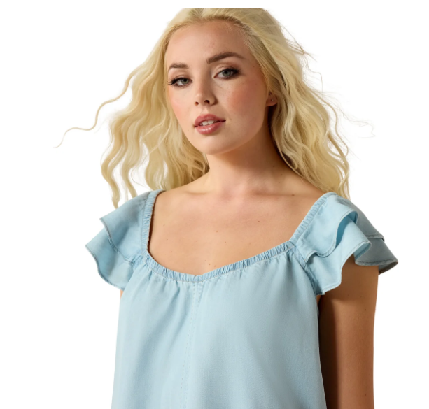 10071135 Ariat Women's Lynn SS Top Indigo Wash