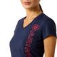 10071355 Ariat Women's Vertical Logo SS Tee Navy/Red