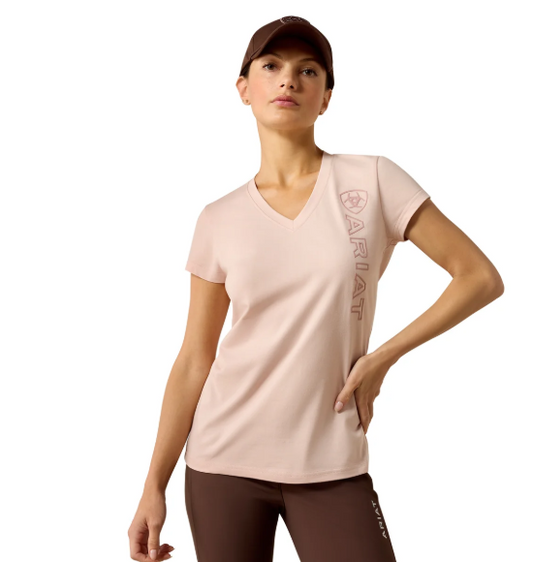 10071354 Ariat Women's Vertical Logo SS Tee Sepia Rose