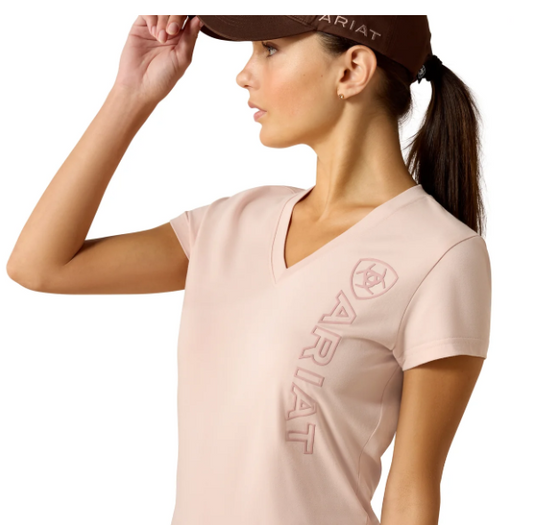 10071354 Ariat Women's Vertical Logo SS Tee Sepia Rose