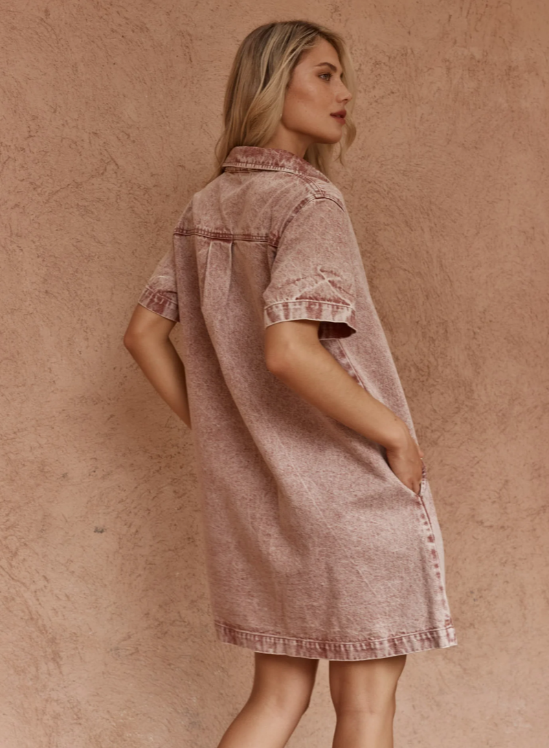 SS20903-RUS   Sass Pepe Wave denim dress Rusty Red