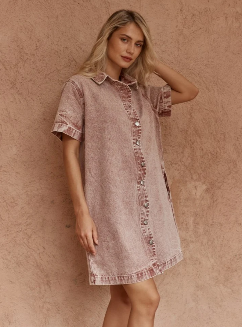 SS20903-RUS   Sass Pepe Wave denim dress Rusty Red