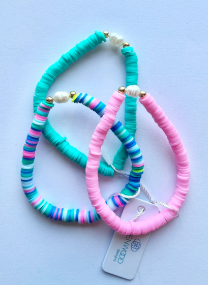 EMMYBND Emmy Pearl Pop Hesishi Bracelet Bundle 3 Pack Pink, Multi, Teal
