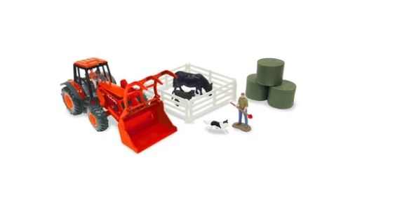 47708 John Deere 1:32 Kubota 15 Pce Tractor With Loader Set