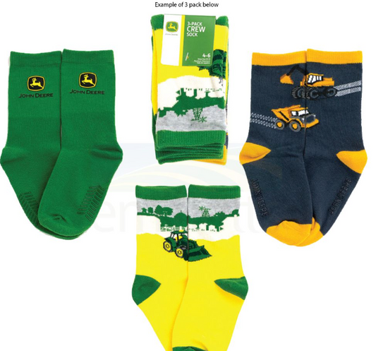 25Y3685JR-TMY46 John Deere 3PK of Kids Crew Socks 4-6 Years