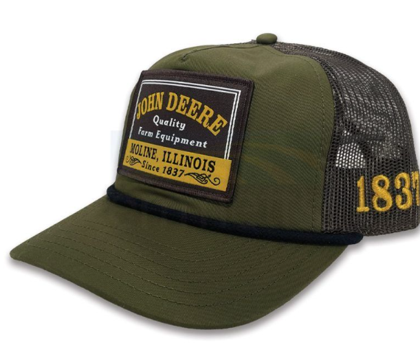 LP89921-JD John Deere Olive Vintage Patch Trucker Cap