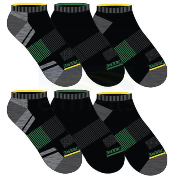 JDM251LC07001 John Deere 6PK of Low-Cut Black Performance Socks