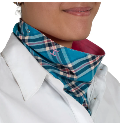 SCF2449 Just Country Carlee Double Sided Scarf Blue Jewel Plaid/Rose