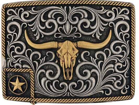 A984P Montana Lonestar Longhorn Attitude Buckle