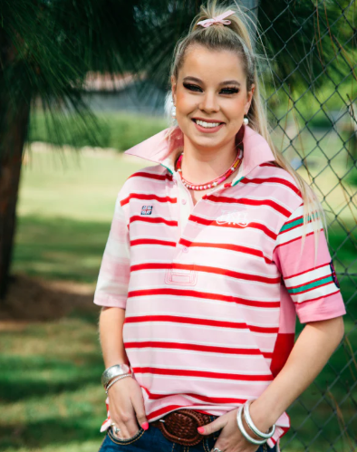 RC01-10 Hitchley & Harrow Women's Rugby Pink/White/Red Polo