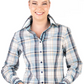 RR01-2011 Hitchley & Harrow Women's Fitted Baby Blue, White & Beige Shirt