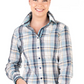 RR01-2011 Hitchley & Harrow Women's Fitted Baby Blue, White & Beige Shirt