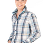 RR01-2011 Hitchley & Harrow Women's Fitted Baby Blue, White & Beige Shirt