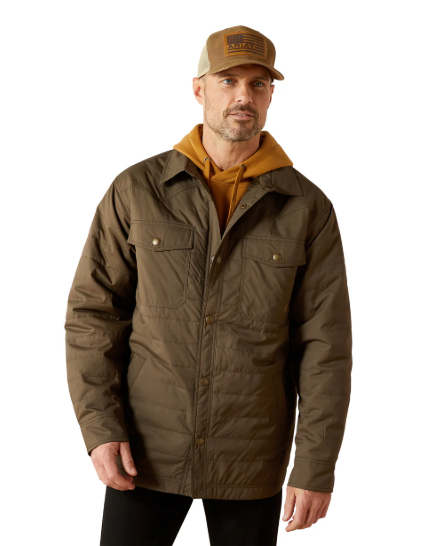 10062512 Ariat Men's Quilted Shirt Jacket Dark Green