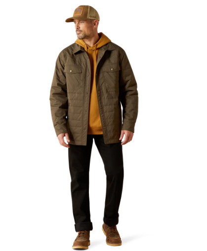 10062512 Ariat Men's Quilted Shirt Jacket Dark Green