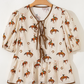 FW25132350 USA Western Women's Cowboy Bowknot Blouse