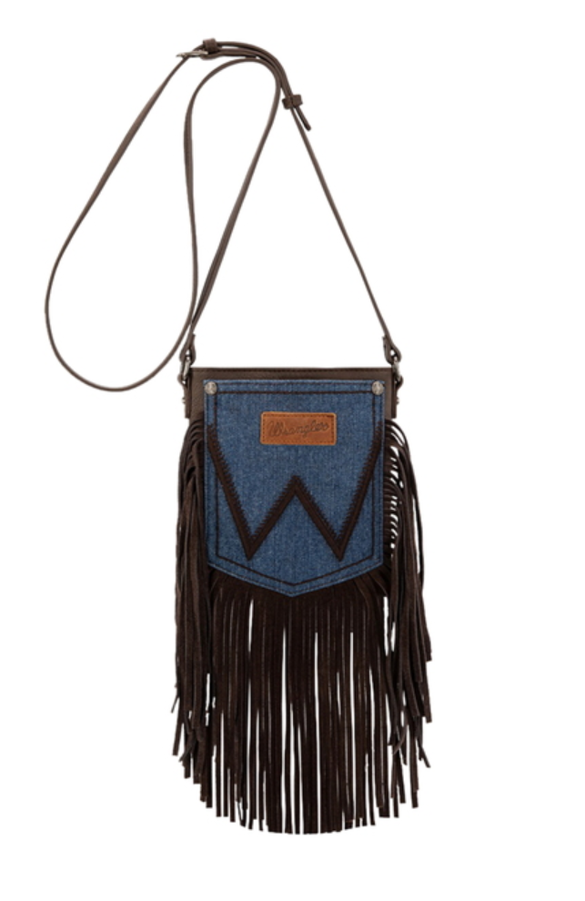 X6S4931BAG Wrangler Denim Pocket Fringe Bag Chocolate