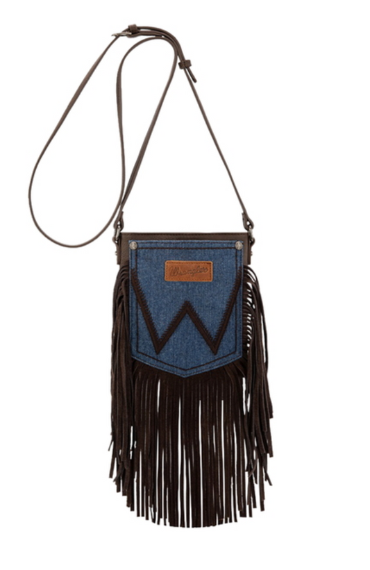 X6S4931BAG Wrangler Denim Pocket Fringe Bag Chocolate