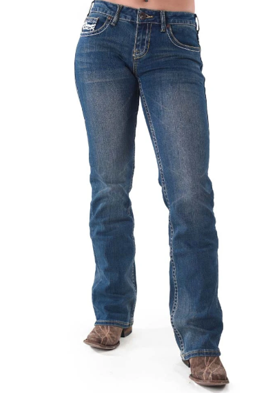 C01-DFMIH0 Cowgirl Tuff Women's 'Don't Fence Me In' Jeans Short Leg