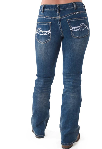 C01-DFMIH0 Cowgirl Tuff Women's 'Don't Fence Me In' Jeans Short Leg